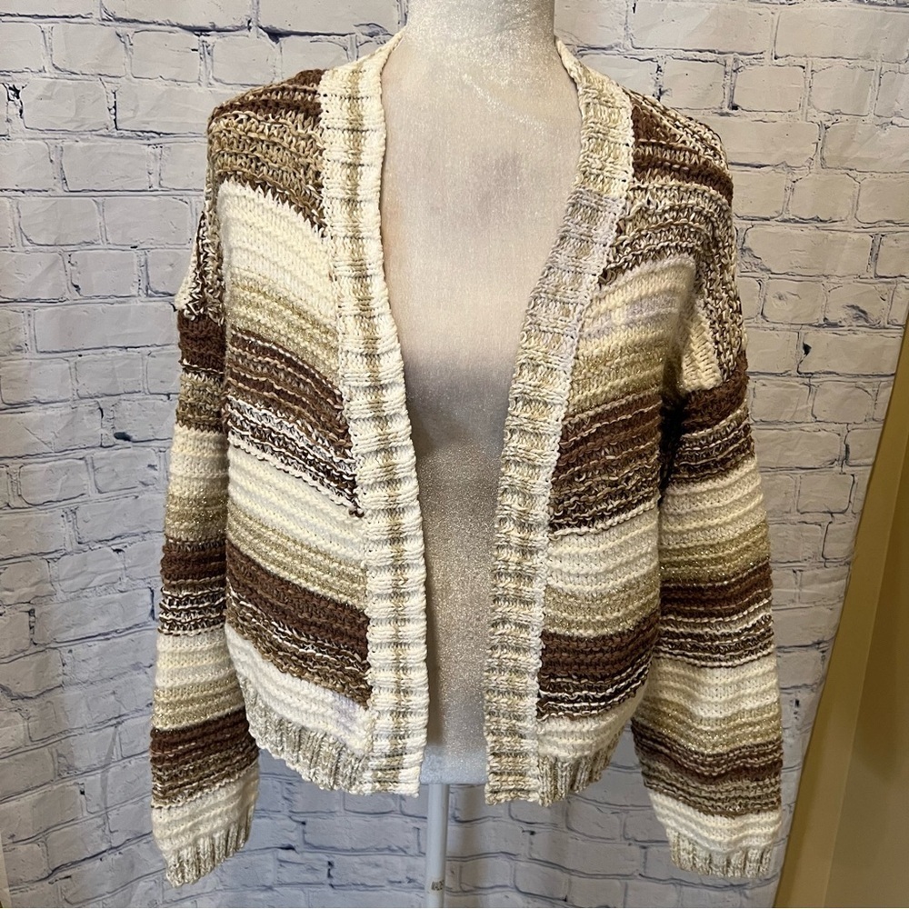 NWT Wild fable Women's Cardigan open Statement Long sleeve Strpied Size Large